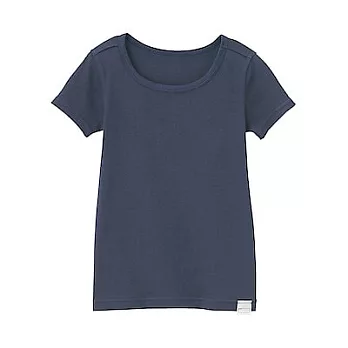 [MUJI無印良品]兒童有機棉針織短袖T恤 110 深藍