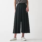 [MUJI無印良品]女聚酯纖維速乾彈性日式和服寬擺褲 S 黑色
