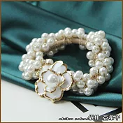 『坂井.亞希子』日系輕奢時尚花朵滴油工藝珍珠造型髮圈  -白色玫瑰款