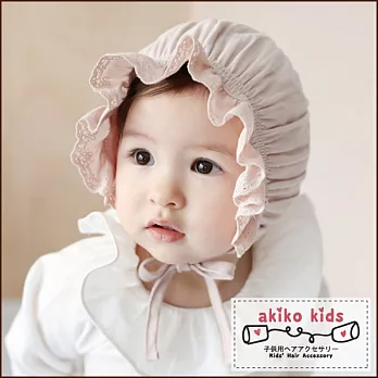 【akiko kids】甜心公主布蕾絲繡花蝴蝶結寶寶宮廷帽  -粉色