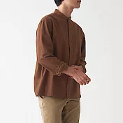 [MUJI無印良品]男有機棉法蘭絨立領襯衫 S 磚紅