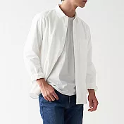 [MUJI無印良品]男有機棉法蘭絨襯衫 L 柔白