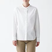 [MUJI無印良品]女超長棉水洗平織布立領襯衫 S 白色