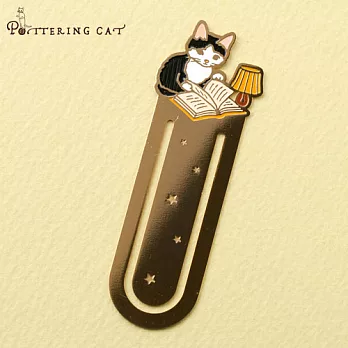 【Pottering Cat】讀書貓咪黃銅書籤夾． 檯燈