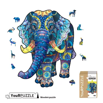 【YouRPUZZLE】木質不規則立體動物造型拼圖 非洲象