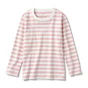 [MUJI無印良品]兒童有機棉天竺橫紋長袖T恤 120 粉紅橫紋