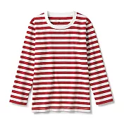 [MUJI無印良品]兒童有機棉天竺橫紋長袖T恤 110 紅橫紋