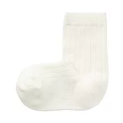 [MUJI無印良品]兒童棉混腳跟特殊編織寬螺紋直角襪 19~23cm 柔白
