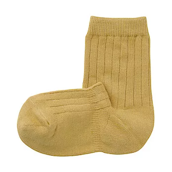 [MUJI無印良品]兒童棉混腳跟特殊編織寬螺紋直角襪 19~23cm 煙燻芥黃