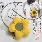 【Sayaka紗彌佳】日系甜美雙面立體花朵斜背肩背二用空氣包 -黃色