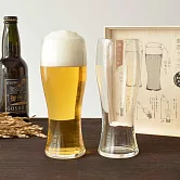 【TOYO SASAKI】日本精釀啤酒弧形強化玻璃杯395ml木箱禮盒組(2入)