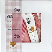 【日本KOJI】可愛隨身折疊梳+柔軟純棉方巾組 · 柴犬