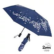 【2mm】日系櫻花物語 黑膠降溫晴雨兩用自動開收傘_ 藍夜櫻