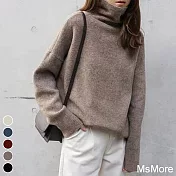 【MsMore】韓版高領加厚寬鬆針織毛衣#111144- F 駝