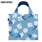 【MIKIREL米凱倫】原創設計白色雛菊尼龍防水環保購物袋 _藍色