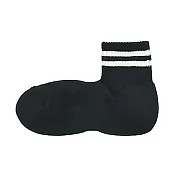 [MUJI無印良品]男棉混足底圈絨橫紋直角短襪25~27cm 黑橫紋