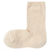 [MUJI無印良品]女棉混足口寬鬆舒適直角襪 23~25cm 米色