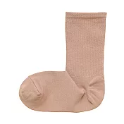 [MUJI無印良品]女棉混腳跟特殊編織錐形直角襪 21~25cm 粉橘