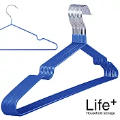 【Life+】輕巧PVC環保浸膠不鏽鋼防滑衣架 1組10入_ 藍色