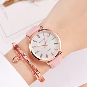 【MSTIANQ?米士奇】美夢少女-英倫風時尚羅馬標放射錶盤手錶 _粉紅色