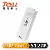 TCELL 冠元 USB3.2 Gen1 512GB Push推推隨身碟珍珠白-促