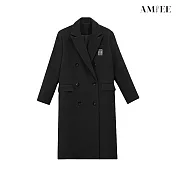 【AMIEE】簡約立挺寬鬆大衣外套(KDC-7423) XL 黑色