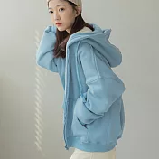 Queen Shop【02020543】質感內刷毛連帽外套  F 藍