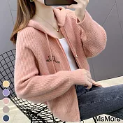【MsMore】洋氣百搭連帽針織爆款短版外套#111141- F 粉紅