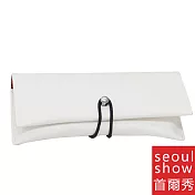 seoul show首爾秀  套繩便攜太陽眼鏡盒手工皮質眼鏡包  白色
