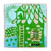 【日本丸真】Moomin刺繡方巾房子禮盒 (綠)