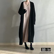 【Jilli~ko】韓版長款針織開衫外套 J8399　 FREE 黑色