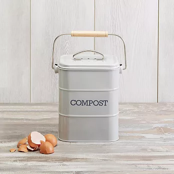《KitchenCraft》復古提式廚餘桶(灰3L) | 回收桶 垃圾桶 收納桶 餿水桶