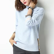【MsMore】韓版寬鬆氣質雅致針織上衣#111217- F 藍