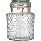 《Premier》蜂巢扣式玻璃密封罐(玫瑰金1.3L) | 保鮮罐 咖啡罐 收納罐 零食罐 儲物罐