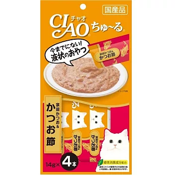 CIAO 啾嚕肉泥-鰹魚+柴魚 14g*4入(4SC-75)(到期日2023/10/31)
