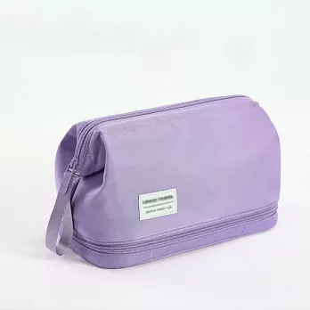 【EZlife】便攜式旅行雙層化妝品收納包 香竽紫