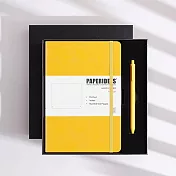 PAPERIDEAS 精美禮盒組 A5子彈筆記本 頁碼硬面绑帶筆記本 石磨灰-檸檬黃