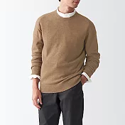 [MUJI無印良品]男氂牛毛混羊毛圓領針織衫 XL 淺米