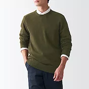 [MUJI無印良品]男氂牛毛混羊毛圓領針織衫 XL 卡其綠