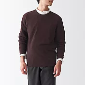 [MUJI無印良品]男氂牛毛混羊毛圓領針織衫 M 紫紅