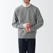 [MUJI無印良品]男美麗諾羊毛中密織圓領針織衫 XL 灰色