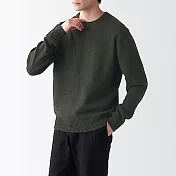 [MUJI無印良品]男美麗諾羊毛中密織圓領針織衫 S 卡其綠