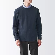 [MUJI無印良品]男美麗諾羊毛中密織圓領針織衫 XL 深藍
