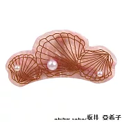 『坂井.亞希子』少女心貝殼紋珍珠髮抓夾  -粉色