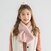 【EZlife】韓版仿兔毛保暖百搭圍巾 粉色