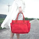 【一帆布包】帆布硬挺收納手工公事包 (手提包、肩背包)- 紅色