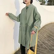 【AnZa】韓版立領寬鬆拉繩大衣外套(2色)            FREE 水綠
