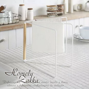 【Homely Zakka】日式簡約鐵藝木質摺疊抹布架/毛巾架