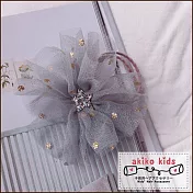【akiko kids】日本公主網沙多層立體大花造型兒童髮圈  -灰色