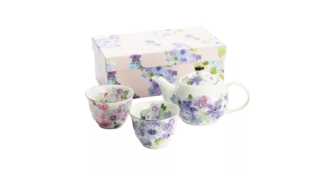 【和藍】美濃燒∣花工房陶瓷 茶壺+茶杯2入禮盒組